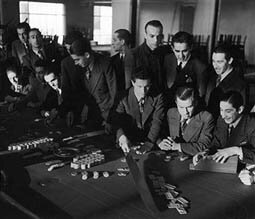 Gamblers at a casino in Chile, circa 1950.