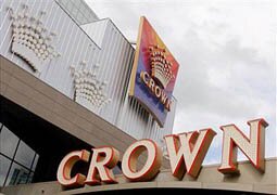 Melbourne, AUSTRALIA: A Crown Casion sign adorns the side of the casino in Melbourne, 23 August 2006, as Australian media and gaming group Publishing and Broadcasting Ltd. (PBL) posts a 25.6 percent increase in net annual profit as its casino interests continued to eclipse television earnings.